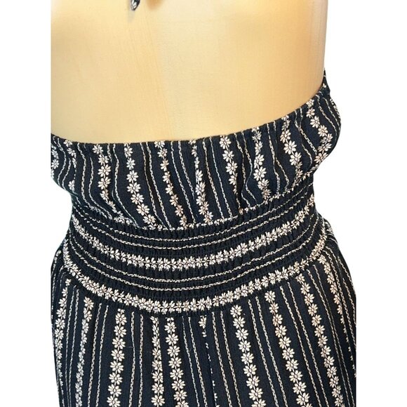 American Eagle Womens Halter Jumpsuit Floral Stripe Small Boho Chic Relaxed - Picture 5 of 7